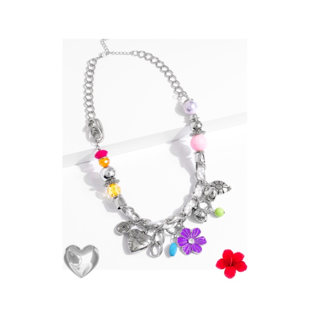 Silver charm necklace